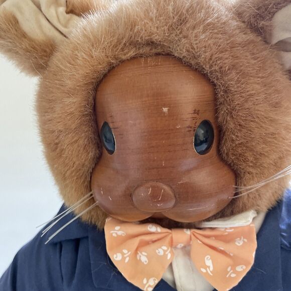 VTG ROBERT RAIKES "Uncle Vincent"‎ Plush Carved Wooden Face Stuffed Animal 16" - Picture 2 of 10